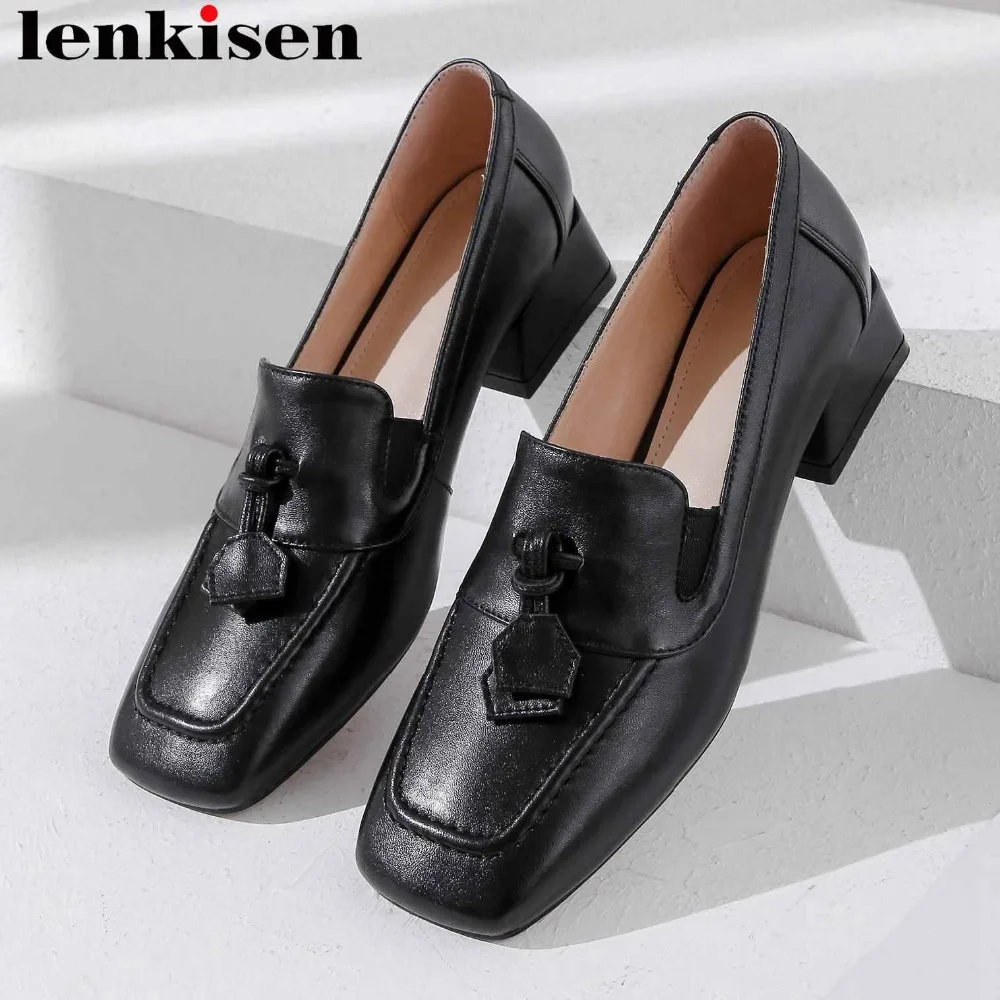 square toe slip on heels