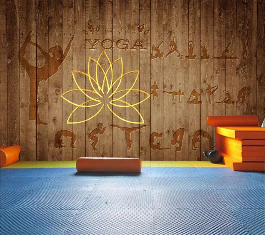 

beibehang Custom wallpaper 3d mural European fitness sports yoga leisure club wood grain tooling wall papers home decor 3d mural
