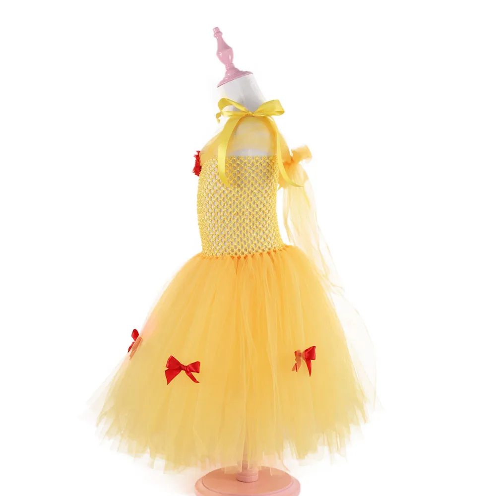 Красавица и Чудовище Белль принцесса косплей костюм девушки день рождения принцесса вычурная юбка платье детский Рождественский Костюм