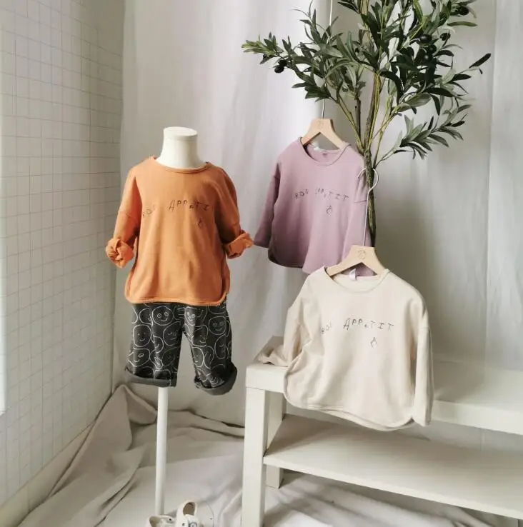 

2019 Korea style girls boys t-shirt cotton full sleeve fashion autumn kids sweatshirt 1-6t HU624
