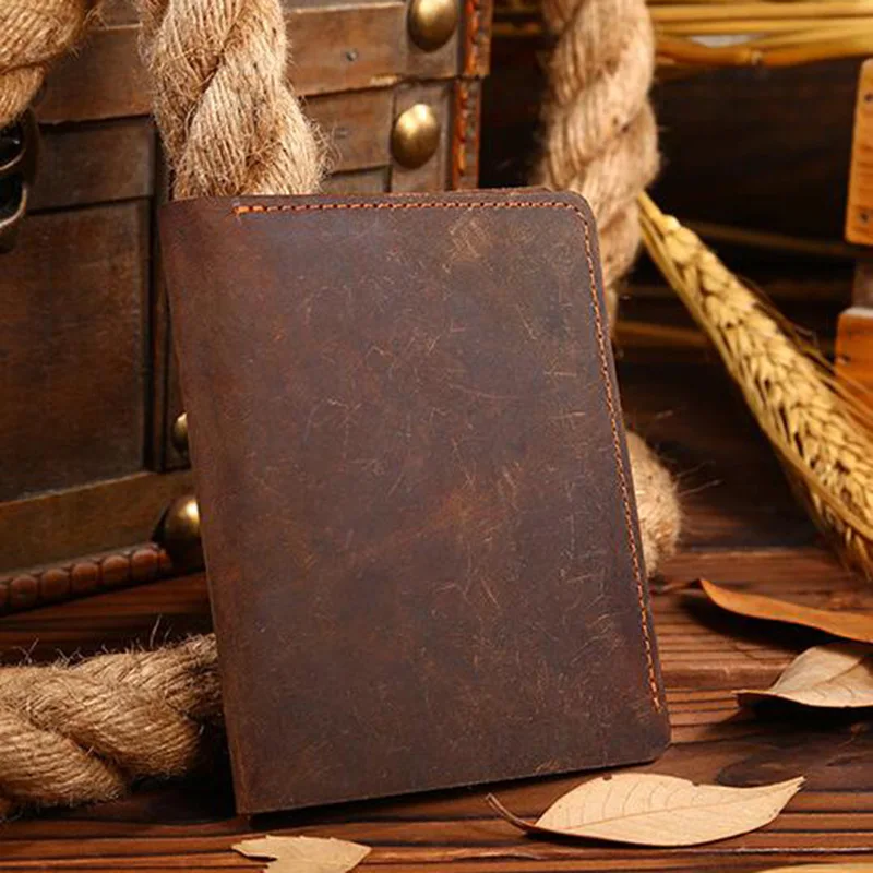 

OZUKO Genuine Leather Men Wallets Crazy Horse Leather Men's Purse Short Leather Zero Short Small Wallet Men Luxury Brand Bag