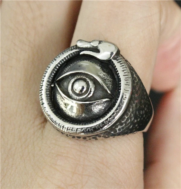 

Size 7-13 Punk Style All Seeing Eye Ring 316L Stainless Steel Jewelry Cool Design Mens Women Biker Lord God Eye Ring
