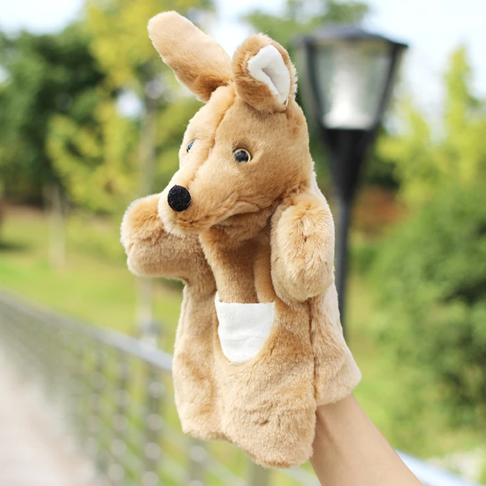 Large hand puppet toy kangaroo doll plush baby educational toys puppets