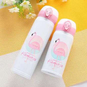 500ML Flamingo Pattern Thermocup Bouncing Cover Bottle Vacuum flask Thermal Mug Travel Thermos Cup Stainless Steel 1