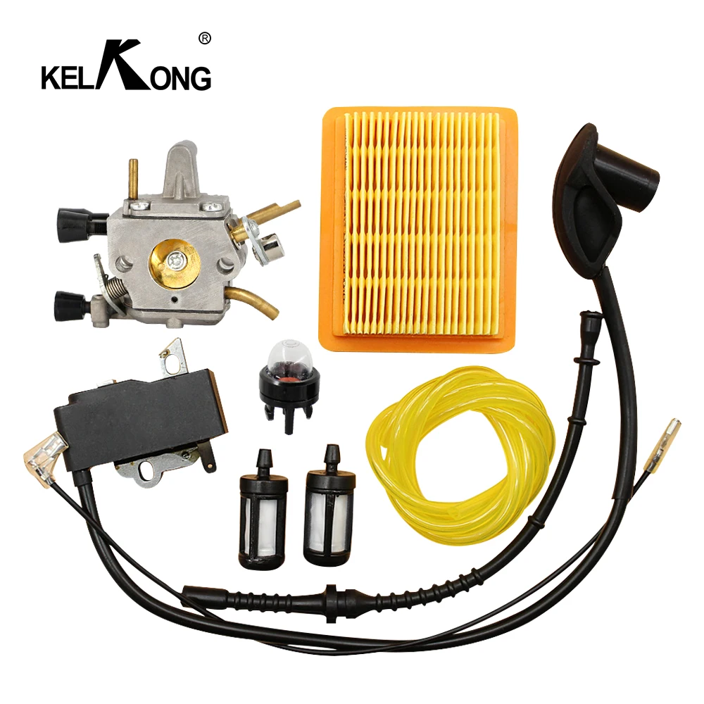 

KELKONG Carburetor For STIHL FS120 FS200 FS250 Ignition Coil Primer Bulb Air Filter Fuel Hose Tune Up Kit Trimmer Brushcutter