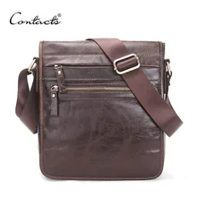 CONTACT’S Nueva Moda Hombre de Cuero Genuino Bolsas de Mensajero Del Zurriago Masculino Cruzada Cuerpo Bolsa Casual Hombre Comercial Bolso de la Cartera