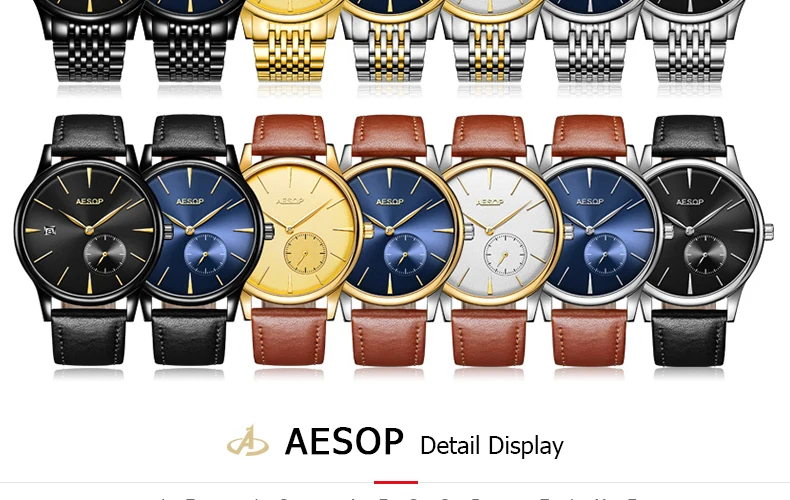 AESOP ультра тонкие 8,5 мм классические простые часы мужские серебристые золотые минималистичные мужские часы полностью стальные часы Relogio Masculino