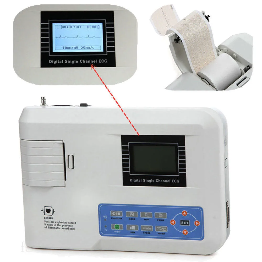 FDA CE ECG100G Одноканальный электрокардиограф EKG аппарат для электрокардиографии с бумагой для принтера