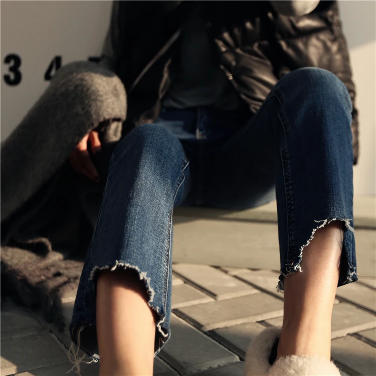 

Saturn is finally out of New! Nine slim irregular flash jeans trousers bell bottoms 2