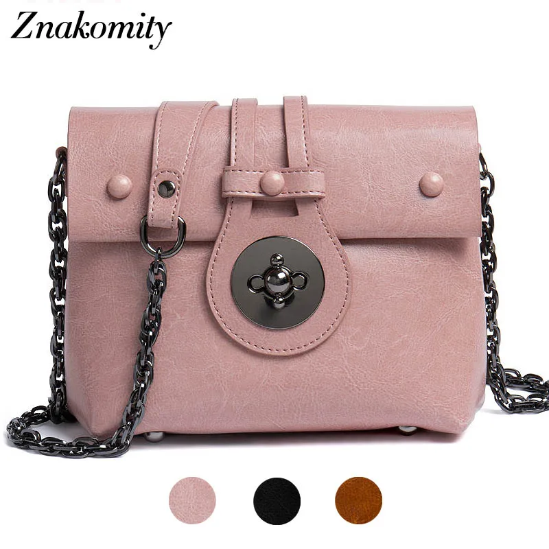 

Znakomity Fashion women small shoulder bags genuine leather messenger bag women's Chain strap pink crossbody bag real leather