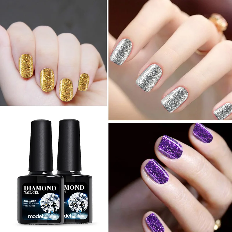 Профессиональный УФ гель лак Modelones бриллиантовый блеск с ультрафиолетовым