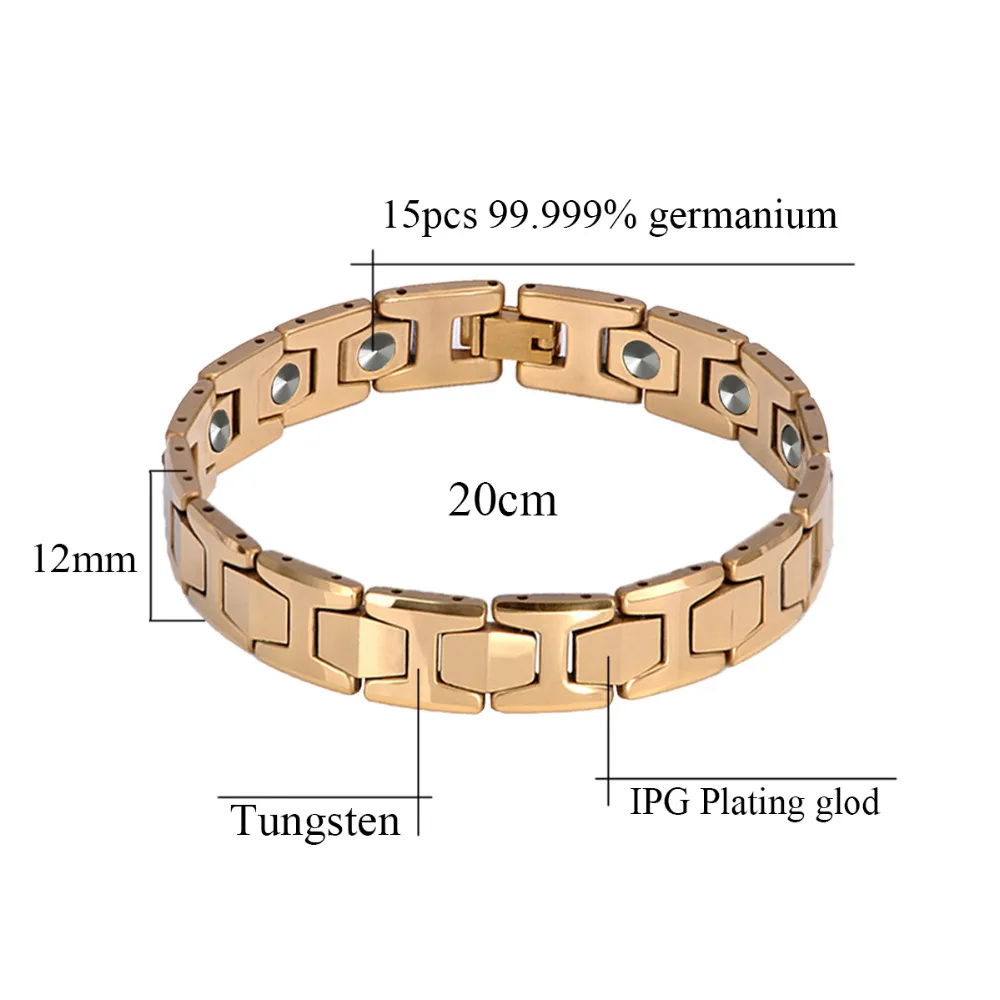 SGS аутентификации 15 шт. 99.9999% Германия Вольфрам браслет никогда не увядает Золотой боли при артрите и туннельный