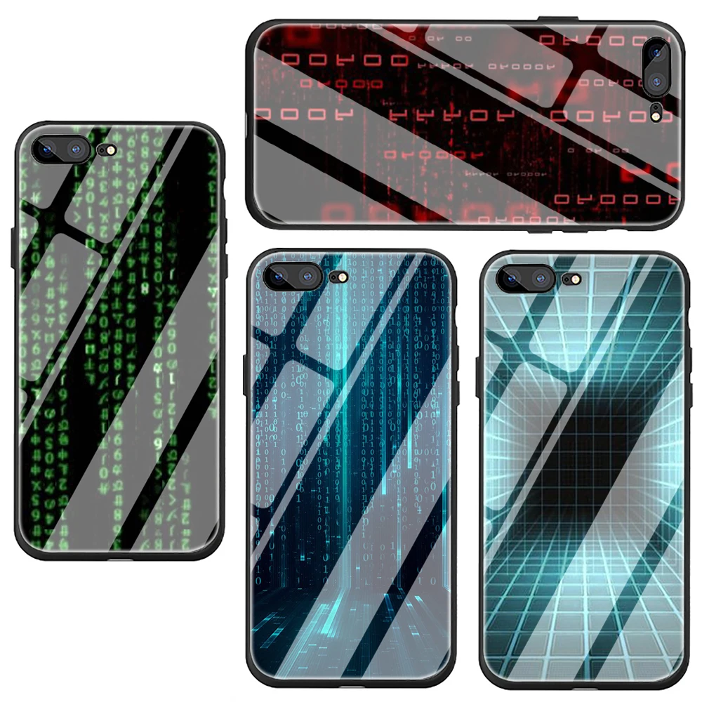 Модный чехол из закаленного стекла с матричным кодом для iphone SE 2020 5 5S 6 6S Plus 7 8 X XS XR 11