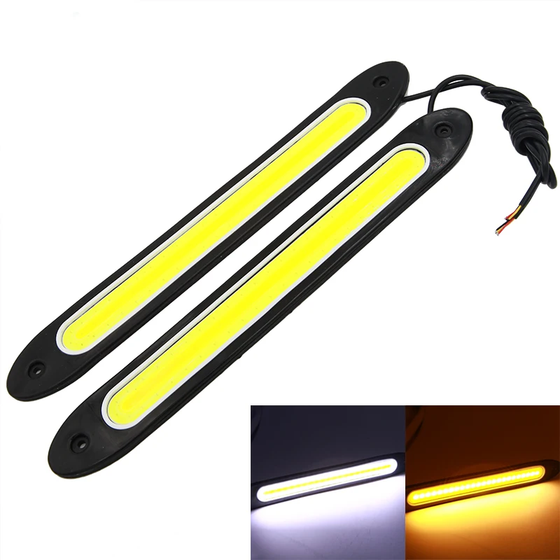 

RXZ 2PCS /LOT Car turn signal 12V COB led DRL Light white turn yellow Fog Lamp Daytime running Light waterproof Car Styling drl