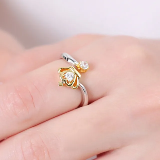 High Quality Silver Plated Princess Crown Adjustable Ring 5