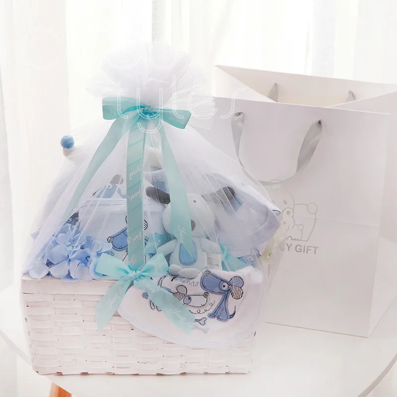 Cocostyles персонализированные ins/Популярная одежда Отличительной милый синий ручной работы, подарочные корзины одежда для малышей детские вещи для новорожденного мальчика