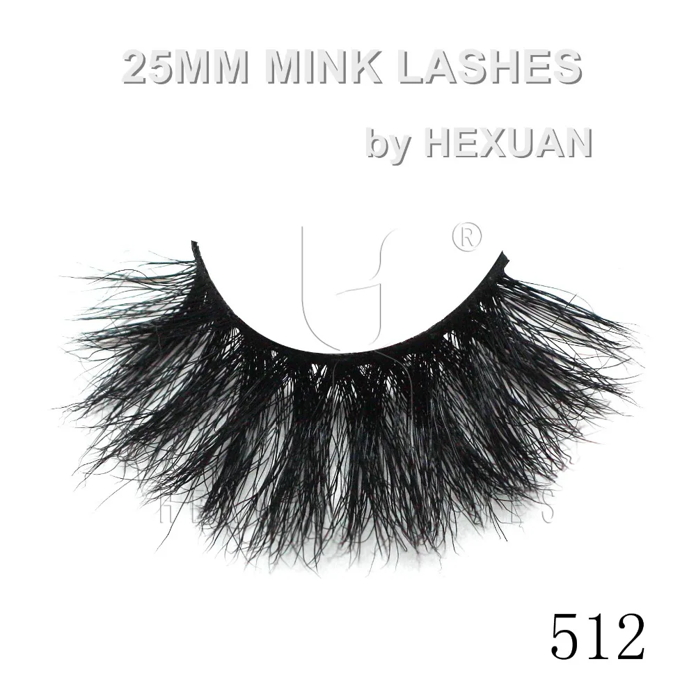 

512 HEXUAN LASHES Natural Long Eye Lashes 5D Mink Fur 25mm False Eyelashes Thick Long Eye Makeup