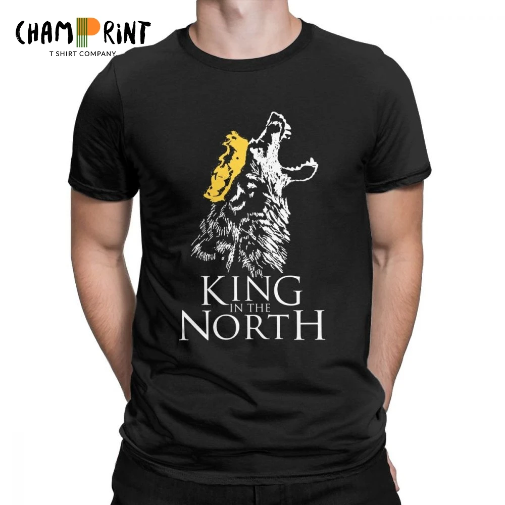 

Game Of Thrones Men T Shirts King in The North Jon Snow House Stark GOT Funny Cotton Tees Crew Neck T-Shirt Plus Size Clothes