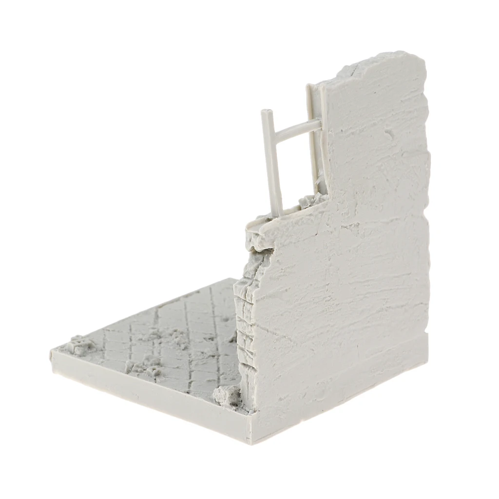 MagiDeal 1/35 Unpainted Resin Military Battlefield Ruins Wall Model for Sand Table Armor Diorama Scene Building Accessory