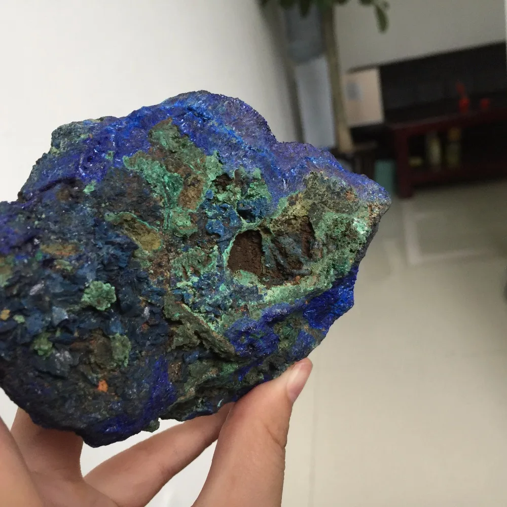 Горячая распродажа натуральная азуритовая руда 533 г высокое качество синий Малахит минералы Исцеление хессилит камень домашний декор