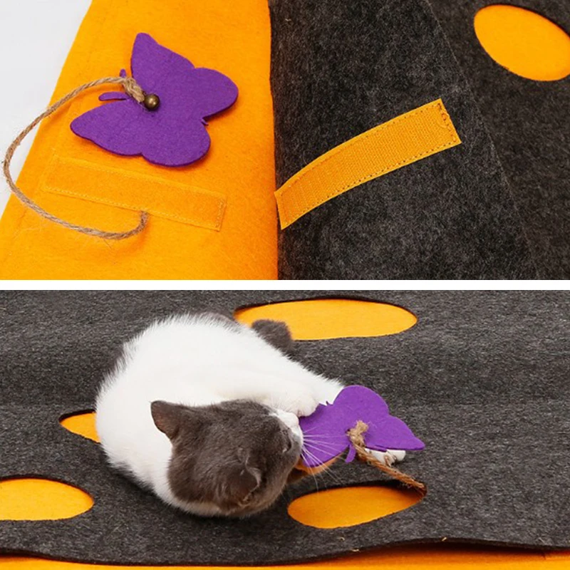 

Ship US Pet Cat Toy Cat Durable Hiding House Fun Scratching Mat Cat DIY Blanket IQ Training Tunnel Cat Toys