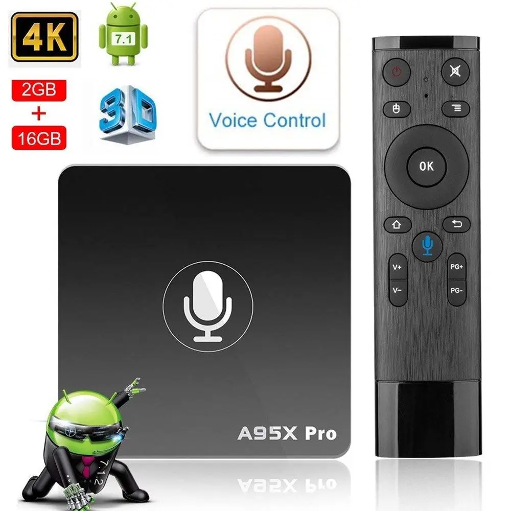 

A95X PRO Amlogic S905W 2GB RAM 16GB ROM Quad Core Android 7.1 TV Box with WIFI LAN Support Voice Input Control Set Top Box
