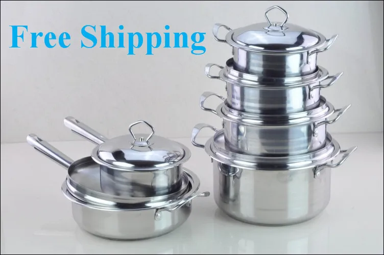 

Cooking Tools 12PC Of 18/10 Stainless Steel Cookware Set Saupcepan Casserole Frypan s/s Cover Pots And Pans Cooking Pots Set