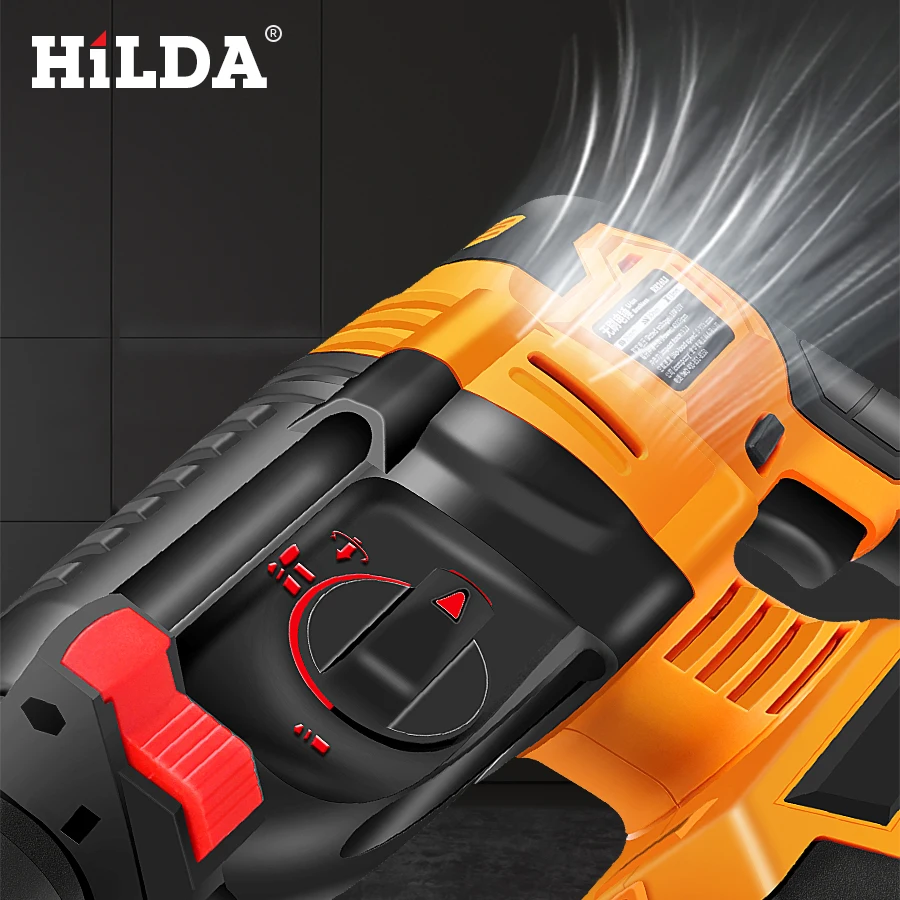 HILDA Electric Rotary Hammer Cordless Power Impact Drill with Lithium Battery Power Drill Brushless Electric Drill Power Drill