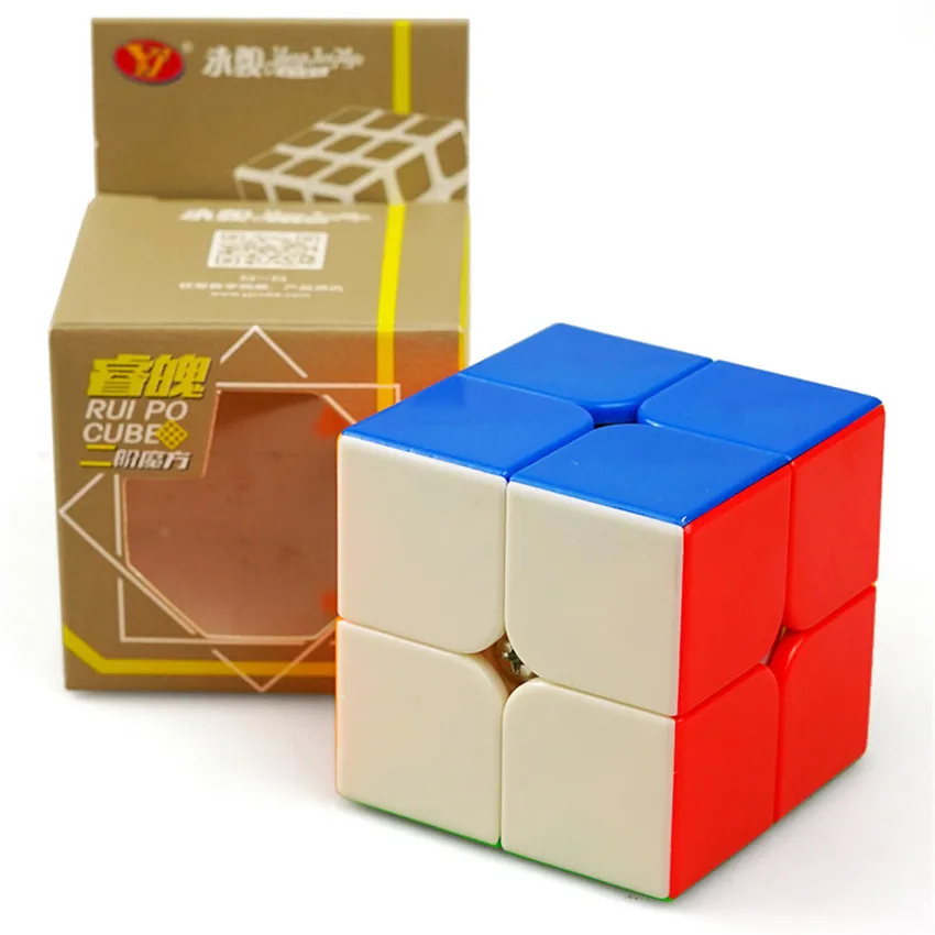 YongJun JY Yupo GuangPo RuiPo 2x2x2 легко играть волшебный куб классический цвет скорость головоломки кубики образования игрушки для детей подарок - Цвет: stickerless