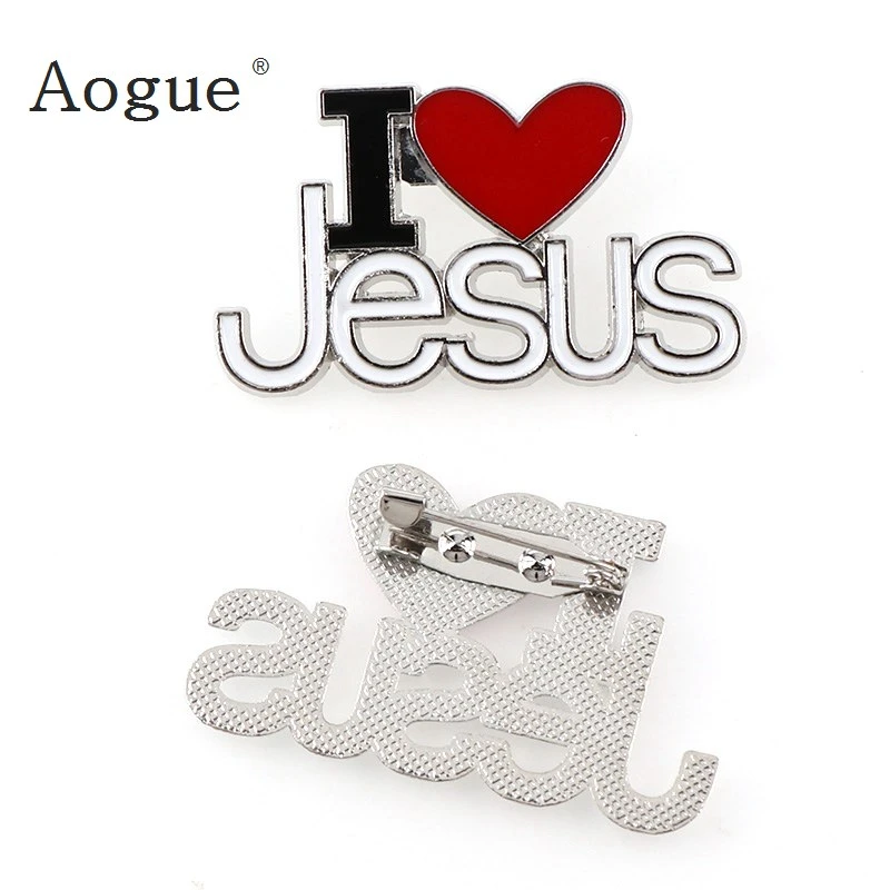 Broches moda para ropa, alfileres de con insignias de Metal I LOVE JESUS Saint Christ, joyería de cuello Boutonniere Vintage|lapel pinstrendy brooches - AliExpress