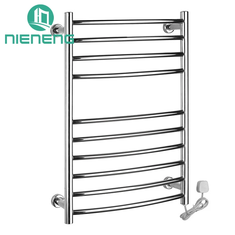 

Nieneng 304 Stainless Steel Heated Towel Rack Chrome Electric Towel Holder Heater Curved Bathroom Warmer Accessories ICD60582