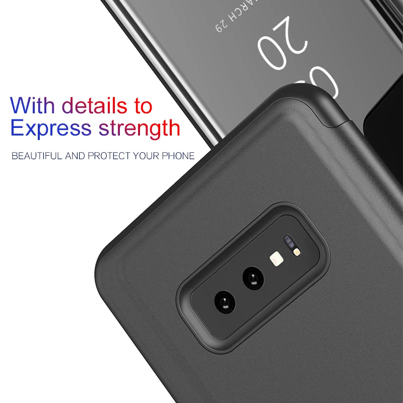 Mirror Flip Case For samsung galaxy A10 A20 A20E A30 A40 A50 A70 note 10 pro s10 5G s 8 9 s9 s8 plus s10E s6 s7 Edge stand Cover