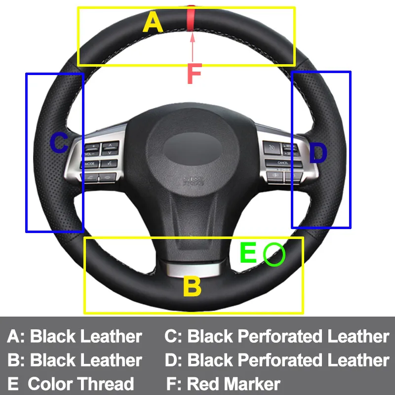 Ручной швейный чехол рулевого колеса автомобиля Volant для Subaru Forester 2013- Legacy 2013- Outback 2013- XV 2013