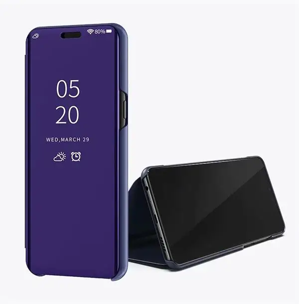 Умный зеркальный флип-чехол для samsung Galaxy S10 плюс S10E S9 S8 S7 S6 край A6 A8 на A10 A10E A2 Core A20E A20 A30 A40 A50 A70 - Цвет: Navy Blue