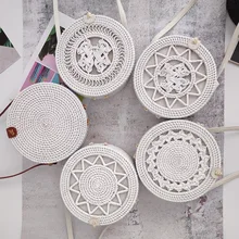 Круглые соломенные сумки, женская летняя сумка из ротанга, ручная работа, тканая пляжная сумка через плечо, круглая богемная сумка, БАЛИЙСКАЯ сумка