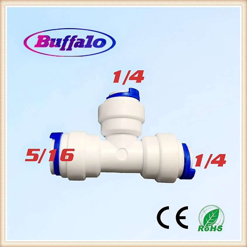 

100PCS 5/16"-1/4"-1/4" OD Tube Union Tee Type T hose Quick Connect Push Fit RO Water Plastic Connector Fittings