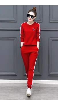 Women Jumpsuits Autumn Korean version of the sportswear suit women's casual long-sleeved slim two-piece suit pants pants summer seven sleeved suit suit male korean version of the slim fashion hair stylist trend leisure suit two piece
