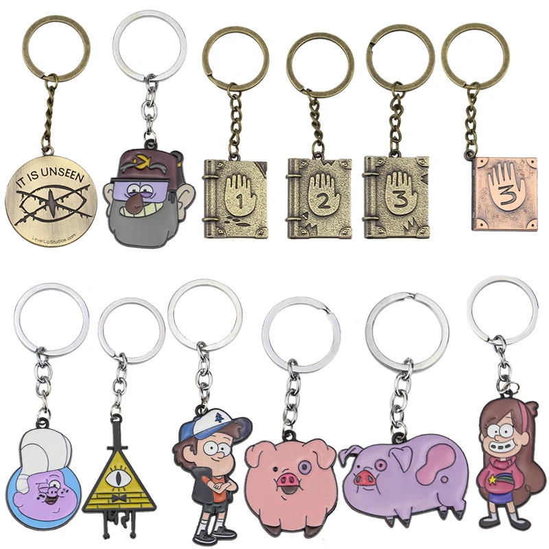 12/style Steampunk Drama Gravity Falls Mysteries Bill Cipher Wheel Party Time Keychain Dipper Mabel Key Chain Ring Gift