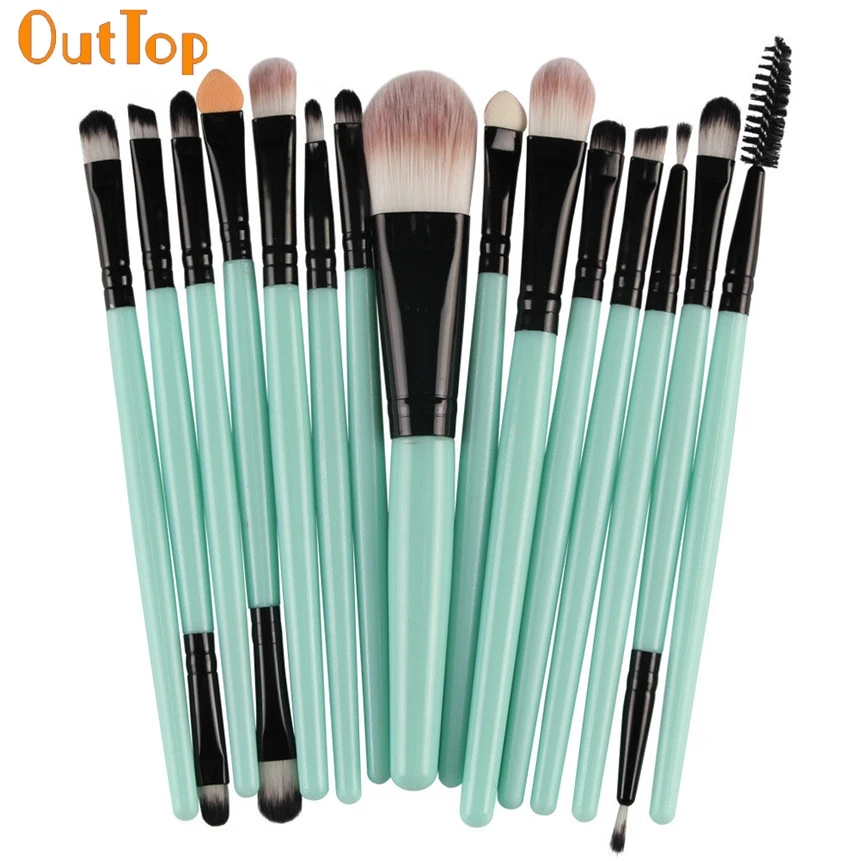 Набор кисточек для макияжа OutTop colorwoman 15 шт. недорогой профессиональный набор