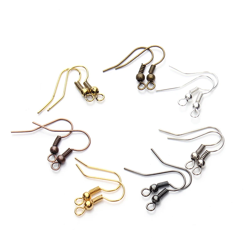 

200pcs/lot 7 Color Fish Dangle Metal Iron Earring Clasps Hooks Earring Wires Fittings DIY Jewelry Making Findings Accessories F7