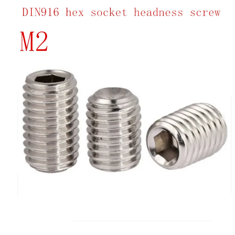 

50Pcs Stainless steel DIN916 M2*3/4/5/6/8 Metric Thread Grub Screws Inner Hexagon Socket Set Screw