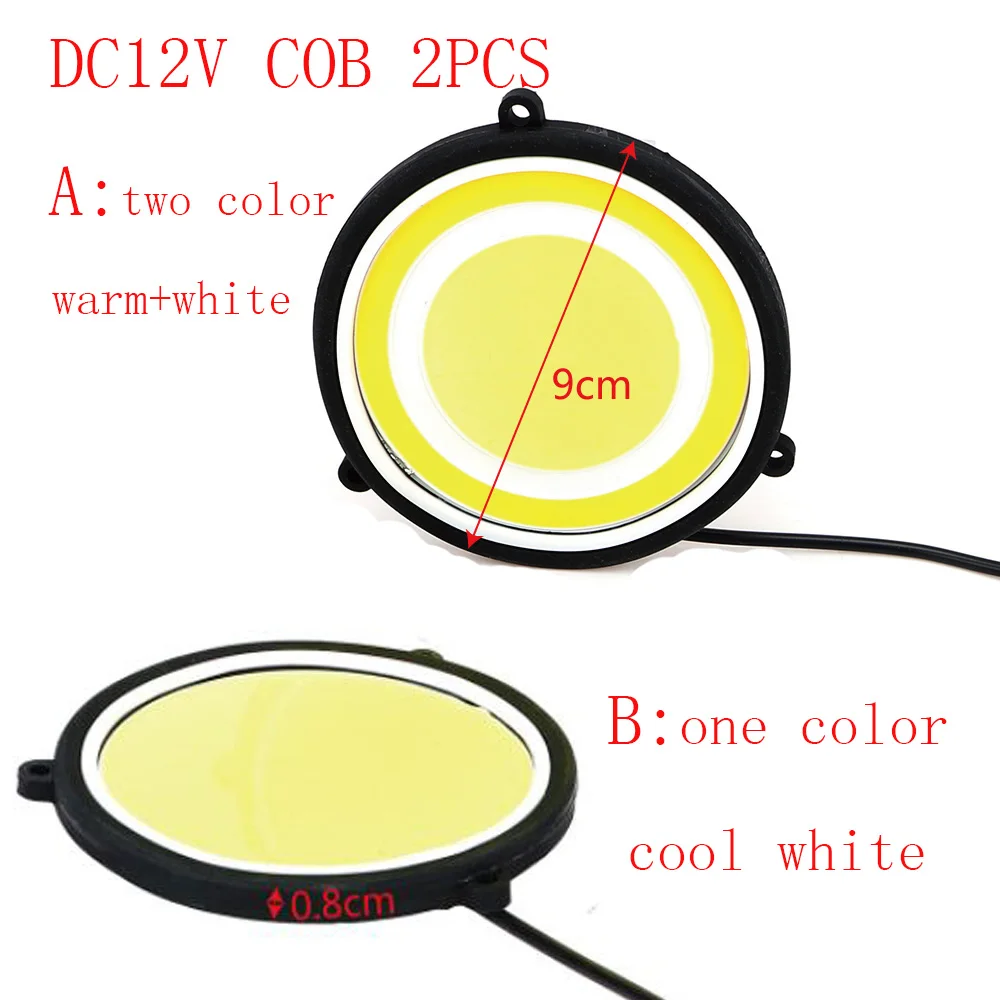2 шт. Тюнинг автомобилей 90 мм круглый вел белый/теплый белый желтый днем Бег свет поворотов Вождение туман источник света DC12V