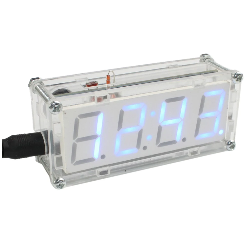 

DIY LED Electronic Clock Kit Microcontroller Digital Tube Clock with Thermometer Hourly Chime Function DIY Kit Module blue