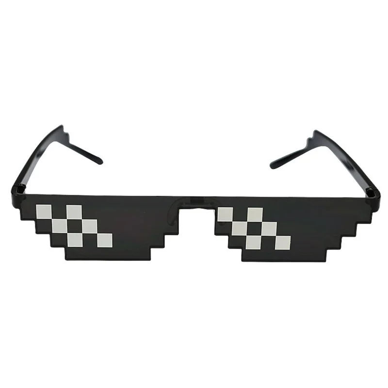 Калейдоскоп очки пикселей очки дело с его очки Для мужчин Thug Life 8 бит очки для мужчин - Цвет линз: Black