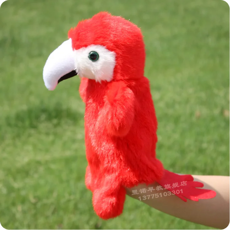 1pc 25cm plush puppets animal red parrot kindergarten story role pacify