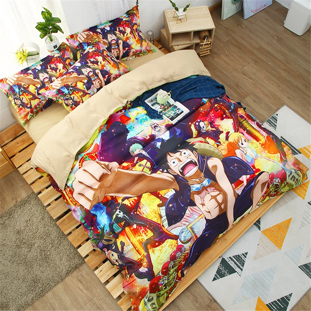 Mxdfafa Anime One Piece Print Duvet Cover Set Manga Bedding Luxury Comforter with 1 and 2 Pillowcase | Дом и сад