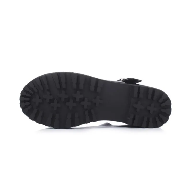 Женские туфли лодочки на танкетке с круглым носком и пряжкой|lolita shoes|platform shoeswomens