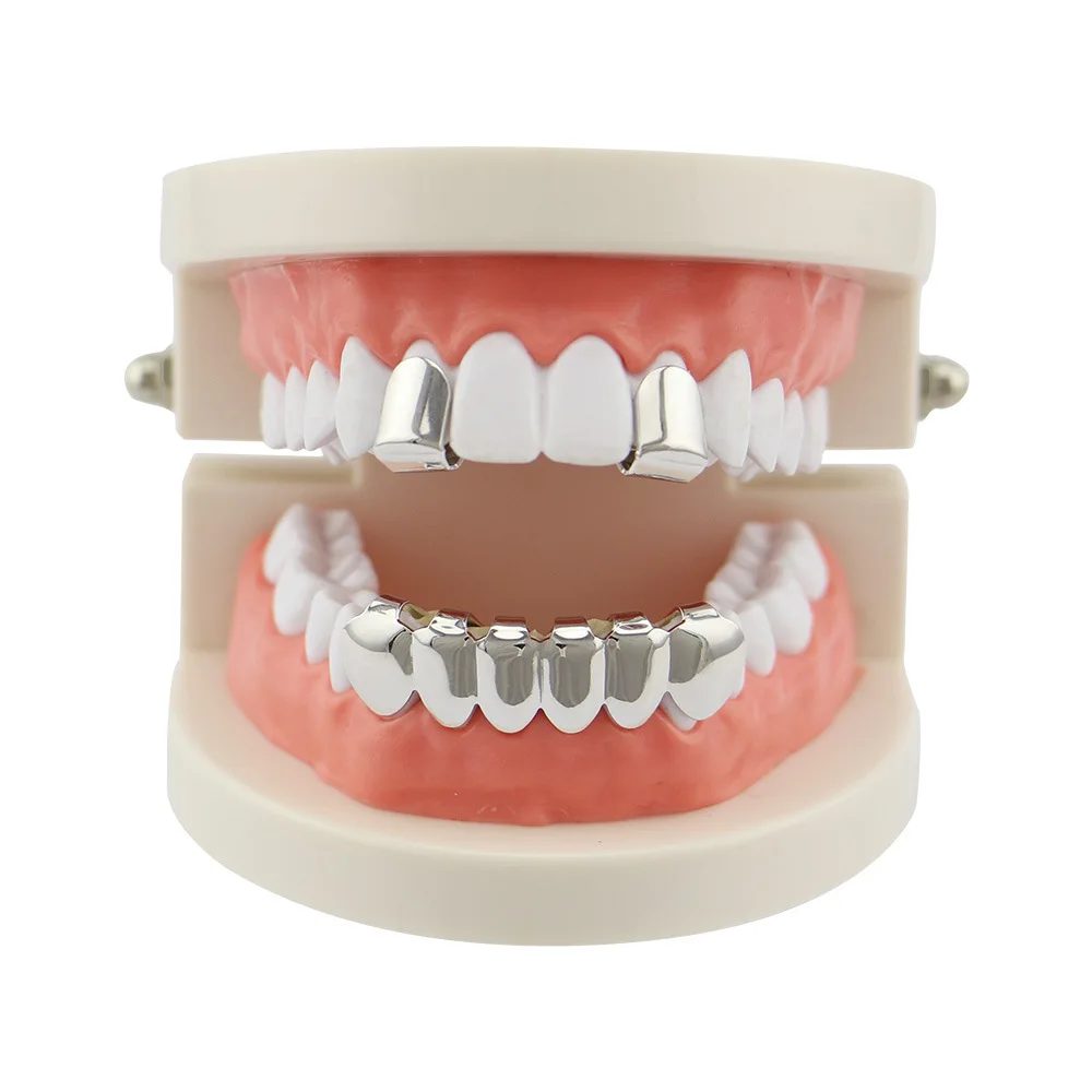 Lucky Sonny Hip Hop Teeth Dental Grills Top & Bottom Teeth Grillz Fake Tooth Caps Mouth Bijoux Halloween Party Gift Body Jewelry (8)