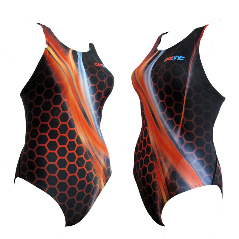 Women Digital Printed Triangle Training Competitive Swimsuit Men Sport Spandex Lycra Swim Trunks Waterproof Beach Brief Bathing