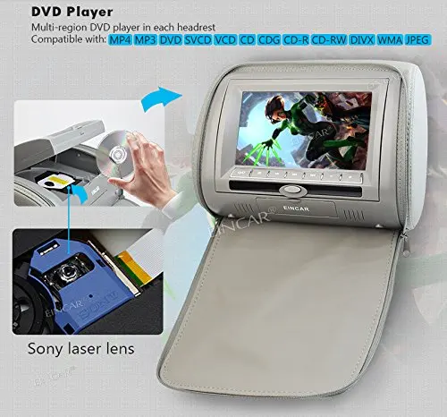 Flash Deal Eincar 2PCS Car DVD Player Multimedia Headrest Pillow with TFT LCD Wide car Auto Monitor digital screen FM Transmitter (Gary) 3 Flash Deal Eincar 2PCS Car DVD Player Multimedia Headrest Pillow with TFT LCD Wide car Auto Monitor digital screen FM Transmitter (Gary) 3
